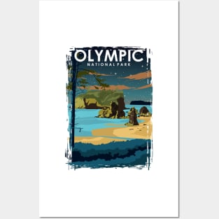 Olympic National Park National Park at Night Travel Poster Posters and Art